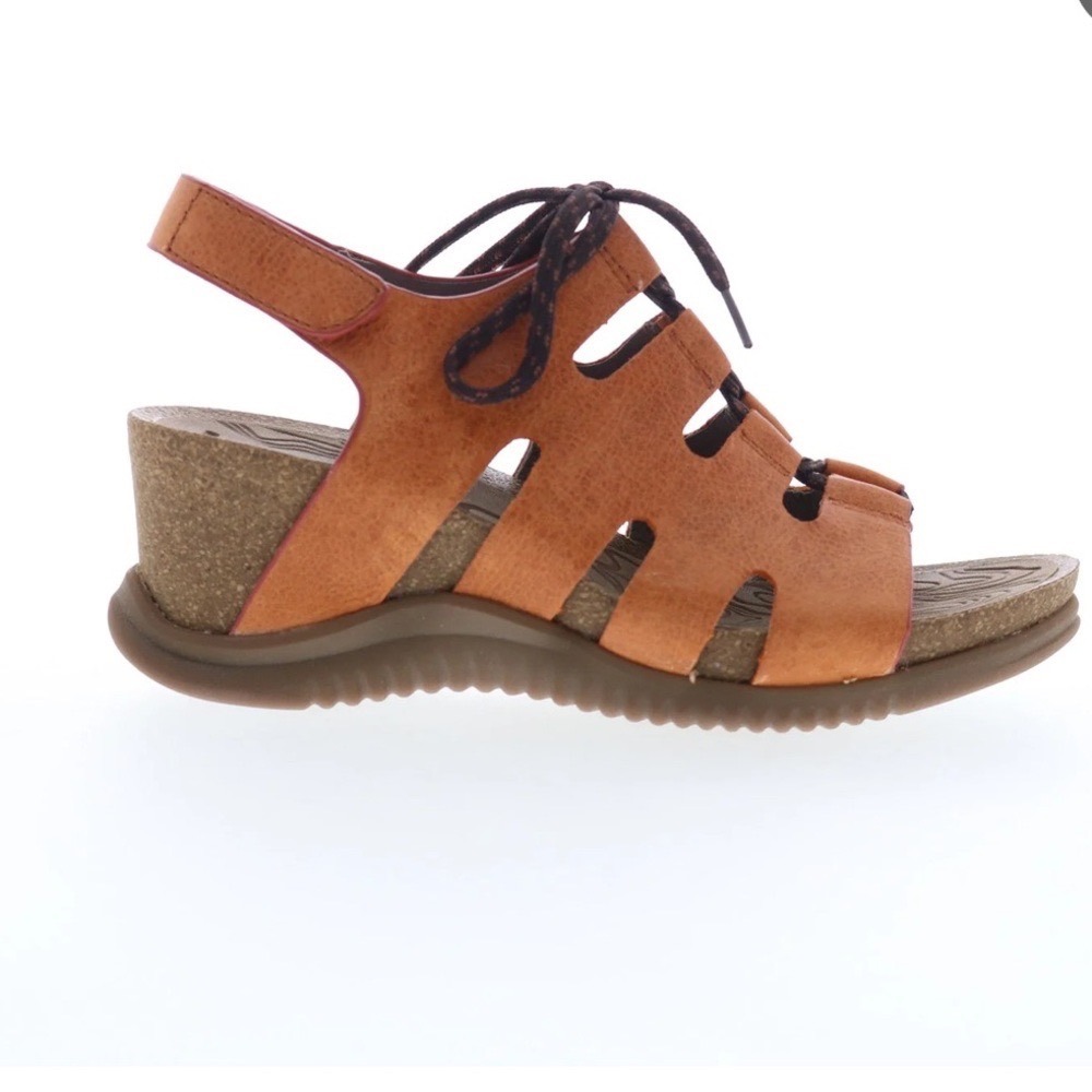 Bionica Sorena B10013603 Orange Leather Lace Up Wedge Sandals Womens 9M